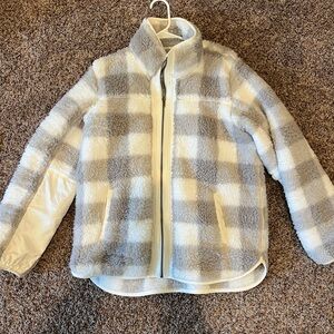 Abercrombie & Fitch Cream Sherpa Zip Up